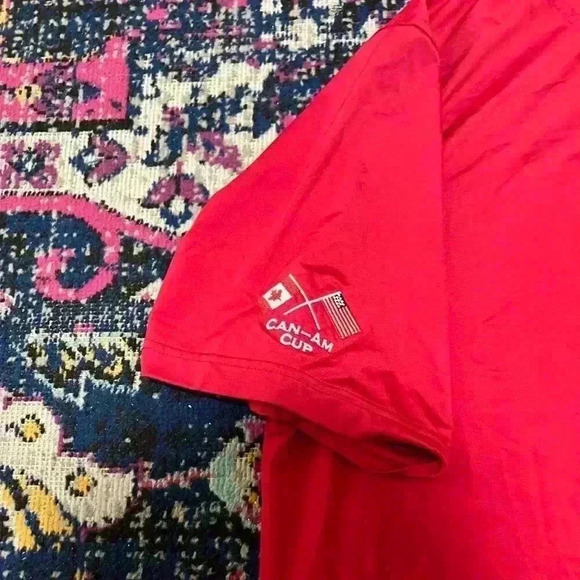 Footjoy Polo Shirt Men Medium Red Short‎ Sleeve FJ Golf  Can - Am Cup - Picture 3 of 3